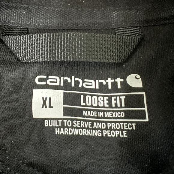 Carhartt K121 Black Loose Fit Fleece Midweight Pullover Sweatshirt Hoodie XL - Picture 4 of 7